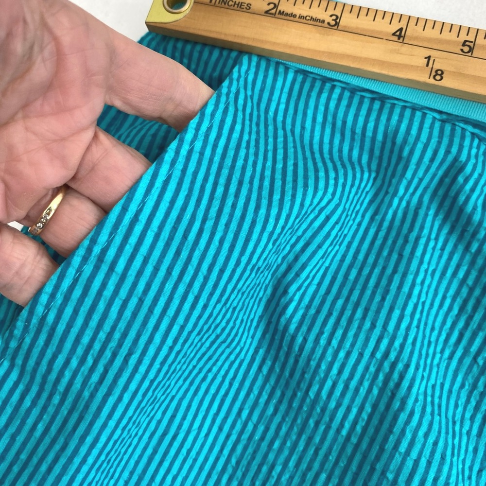 Duck Head Teal Blue Seersucker Striped Capri Pants‎ Plus Size 24W Coastal Summer - Picture 7 of 10